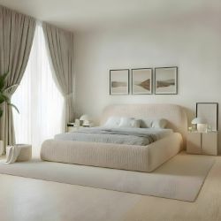 	Pat tapitat somiera metalica rabatabila 200 x 200 cm bej Atlanta