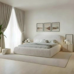 Pat tapitat somiera metalica rabatabila 140 x 200 cm gri deschis Atlanta