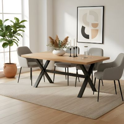 	Masa fixa 180 cm stejar/negru X Colton