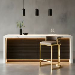 	Scaun bar tapitat maro deschis/auriu Vegas 60