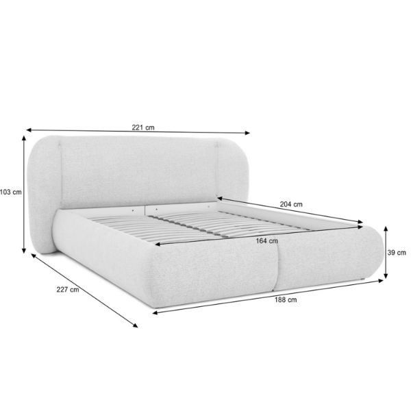 Pat tapitat cu iluminare 160 x 200 cm crem Coco