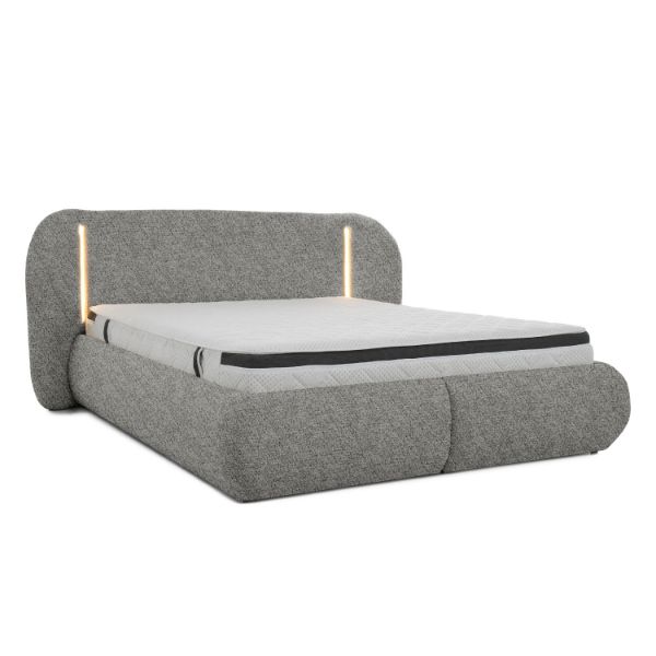 Pat tapitat iluminare 160 x 200 cm gri inchis Coco