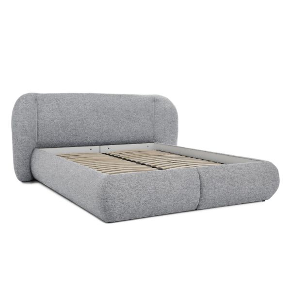 Pat tapitat cu iluminare 160 x 200 cm gri deschis Coco