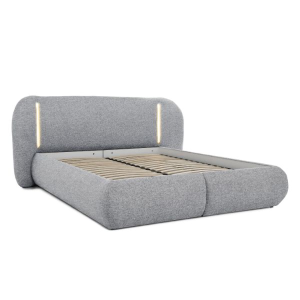 	Pat tapitat cu iluminare 160 x 200 cm gri deschis Coco