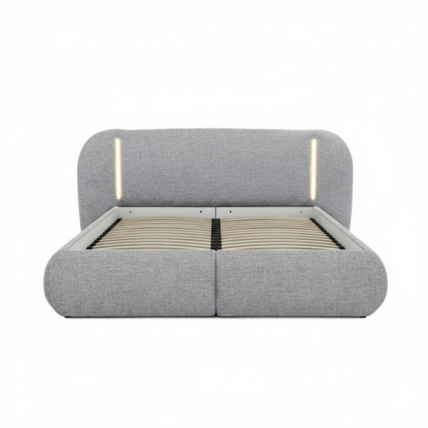 	Pat tapitat cu iluminare 140 x 200 cm gri deschis Coco