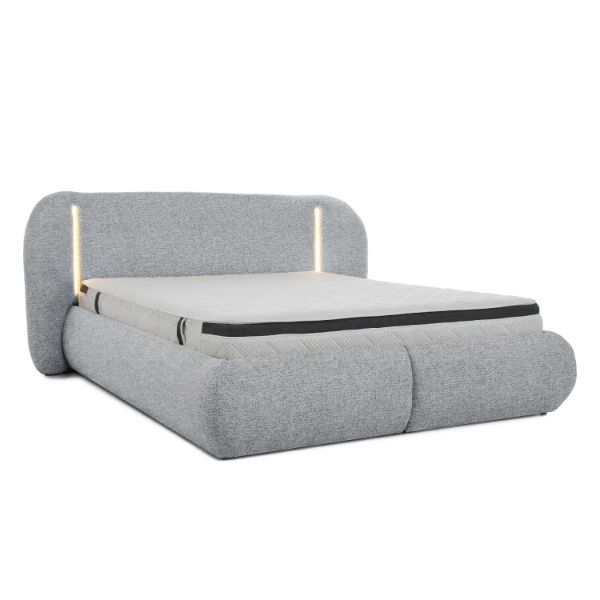 	Pat tapitat cu iluminare 140 x 200 cm gri deschis Coco