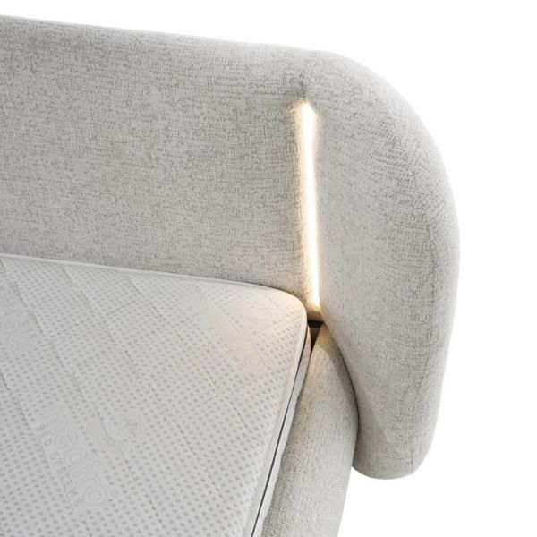 	Pat tapitat cu iluminare 140 x 200 cm gri deschis Coco