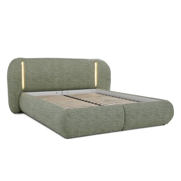 Pat tapitat cu iluminare 140 x 200 cm verde menta Coco