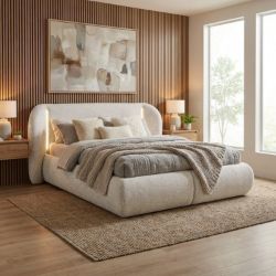 	Pat tapitat cu iluminare 180 x 200 cm crem Coco