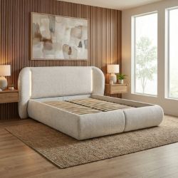 	Pat tapitat cu iluminare 180 x 200 cm crem Coco