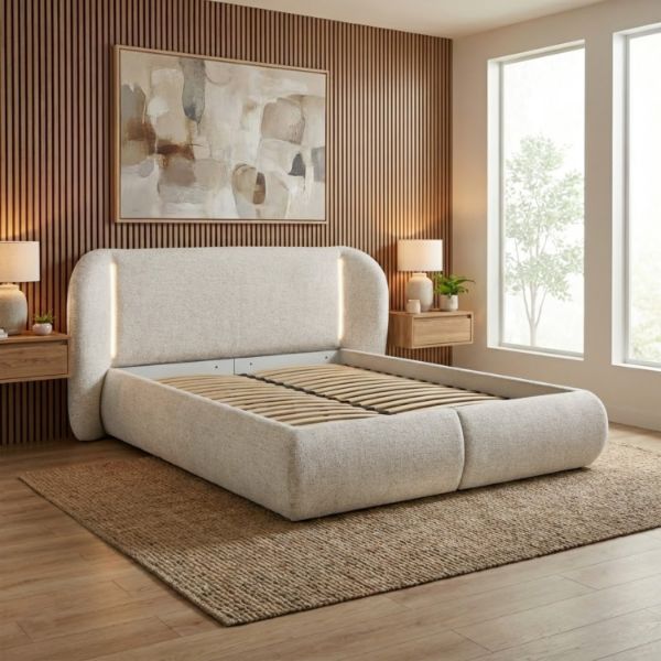 	Pat tapitat cu iluminare 180 x 200 cm crem Coco