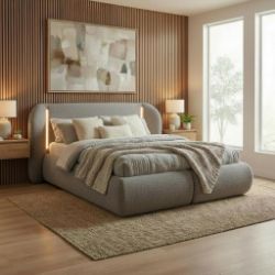 	Pat tapitat cu iluminare 180 x 200 cm bej Coco