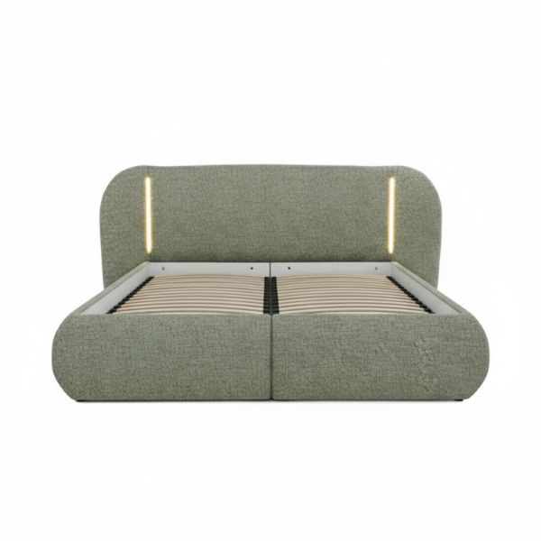 Pat tapitat cu iluminare 180 x 200 cm verde menta Coco