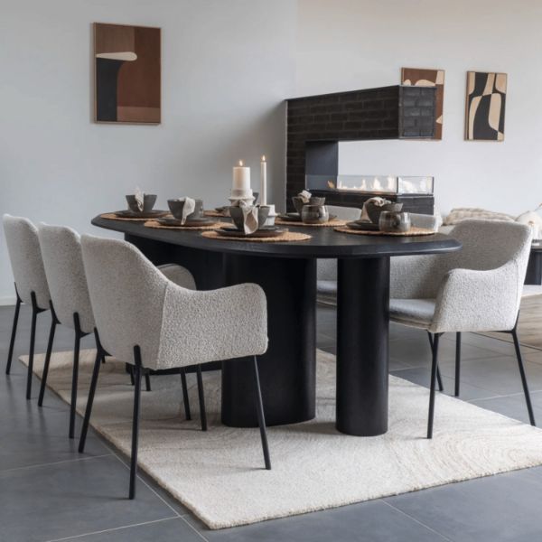 Masa dining fixa 220 cm negru Trudel