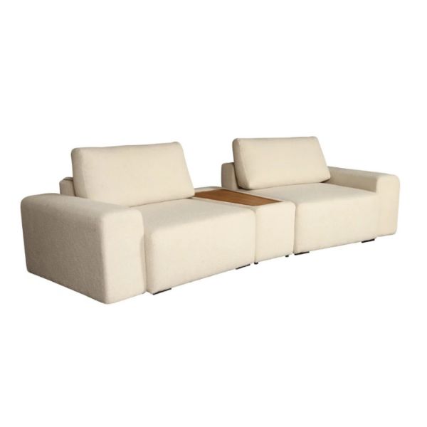 Canapea extensibila 3 locuri, cu masa, crem, Morgan