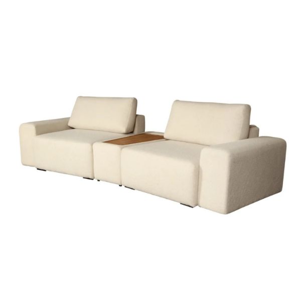 Canapea extensibila 3 locuri, cu masa, crem, Morgan