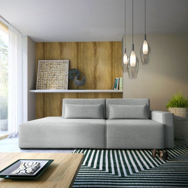 Canapea extensibila 3 locuri gri deschis Long