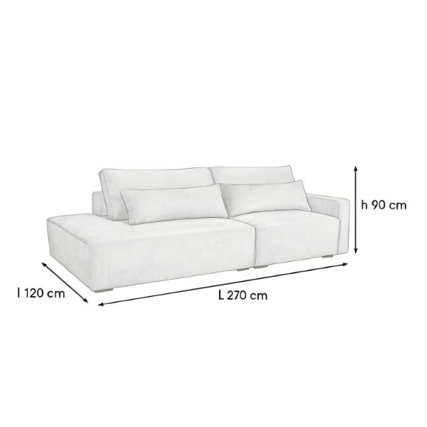 Canapea extensibila 3 locuri gri deschis Long