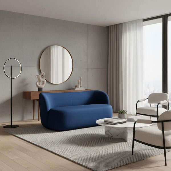 	Canapea fixa 3 locuri albastru Nico