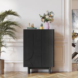 Comoda inalta cu 2 usi lemn, negru, Amore