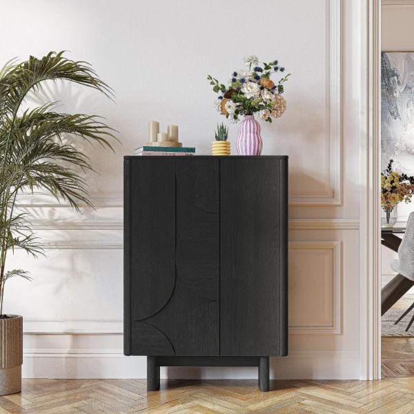 Comoda inalta cu 2 usi lemn, negru, Amore