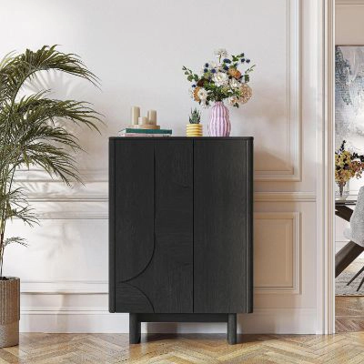 Comoda inalta cu 2 usi lemn, negru, Milord