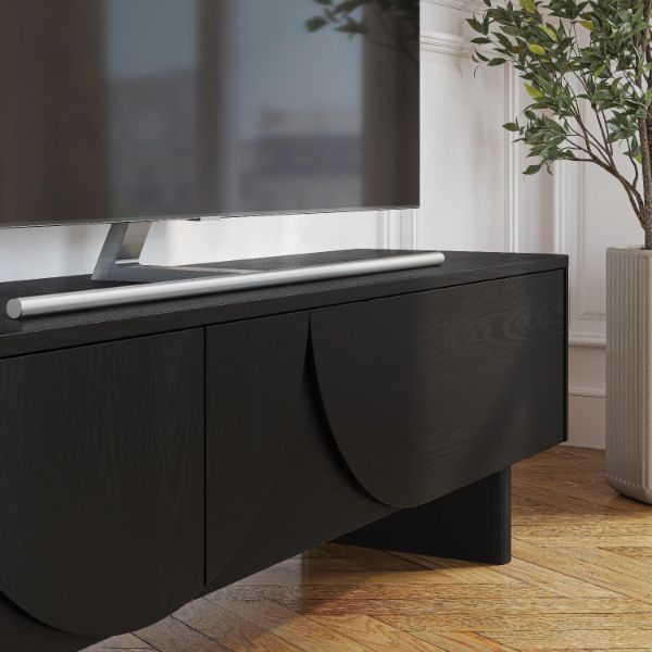 Comoda TV cu 2 usi lemn, negru, Amore