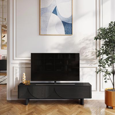 Comoda TV cu 2 usi lemn, negru, Amore