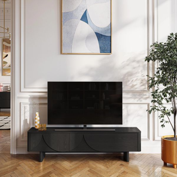 Comoda TV cu 2 usi lemn, negru, Amore