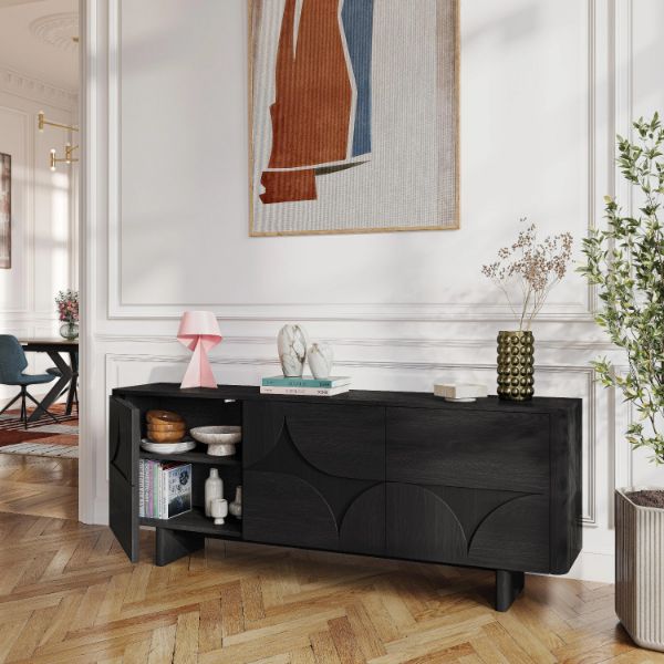  Bufet cu 3 usi lemn, negru, Amore