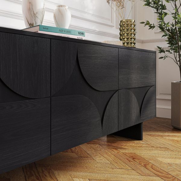  Bufet cu 3 usi lemn, negru, Milord