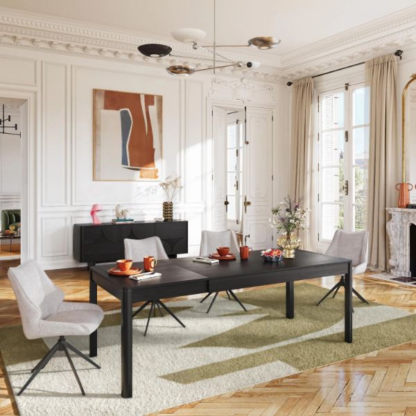 Masa extensibila 160/220 cm lemn, negru, Amore