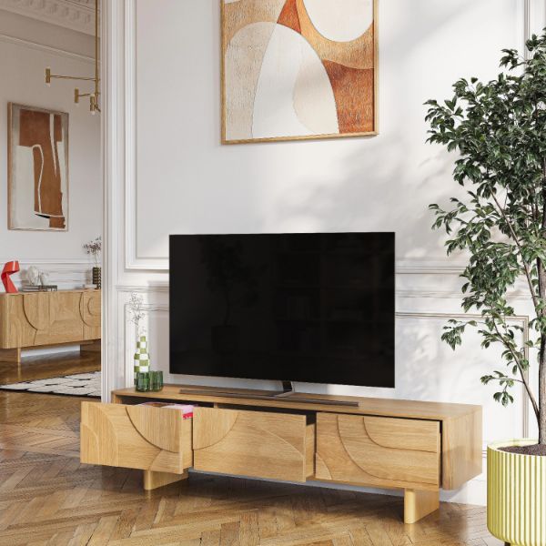 Comoda TV cu 3 sertare stejar natur Milord