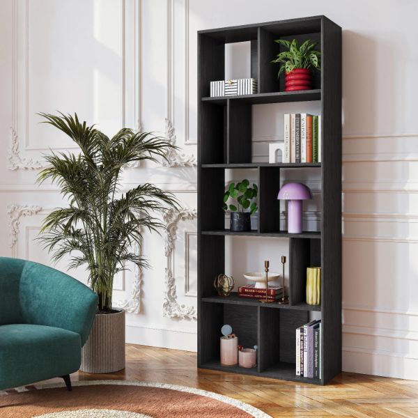 Biblioteca mare lemn, negru, Amore