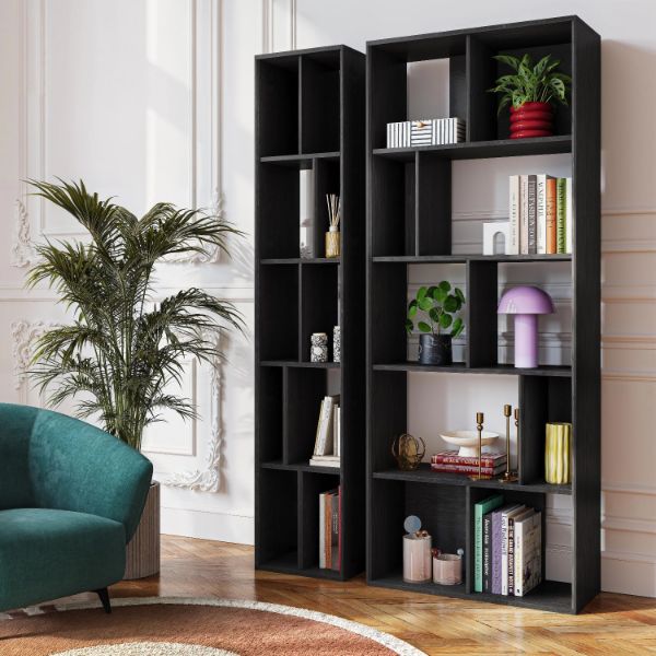 Biblioteca mare lemn, negru, Amore