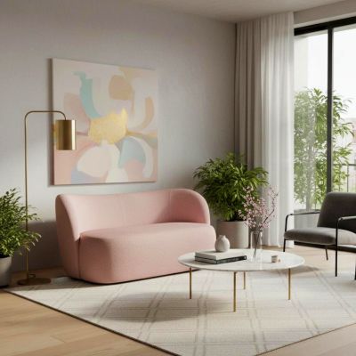 	Canapea fixa 2 locuri roz Nico