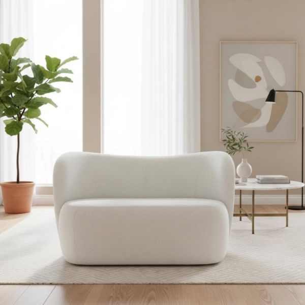 Canapea fixa 2 locuri alb Nico