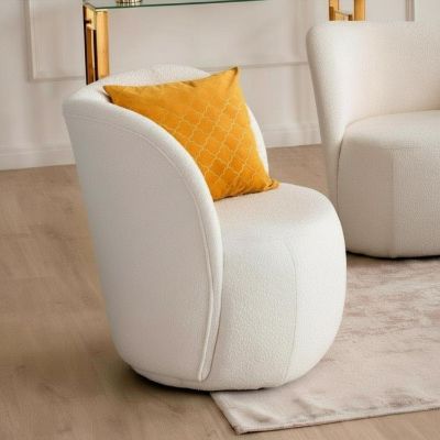 Fotoliu tapitat alb Nico