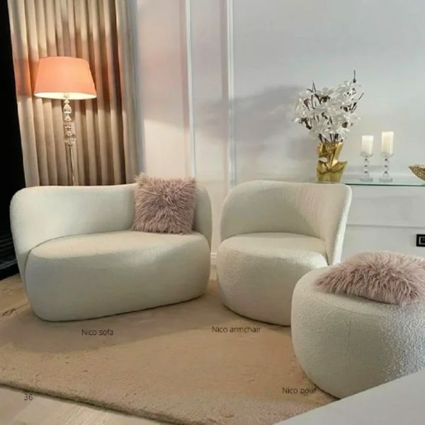 	Fotoliu tapitat alb Nico