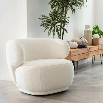 Fotoliu tapitat alb Julia