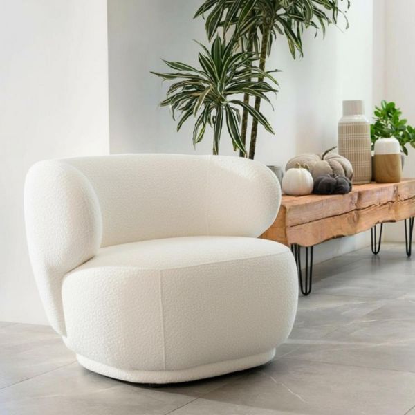 Fotoliu tapitat alb Julia