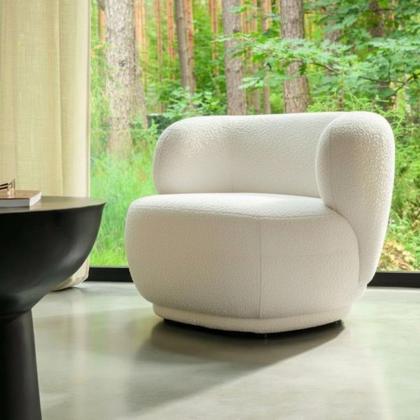 Fotoliu tapitat alb Julia