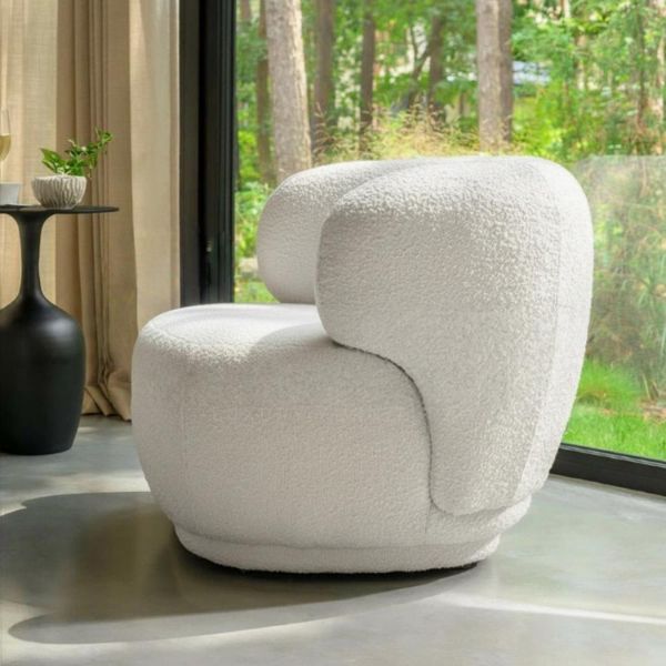 Fotoliu tapitat alb Julia