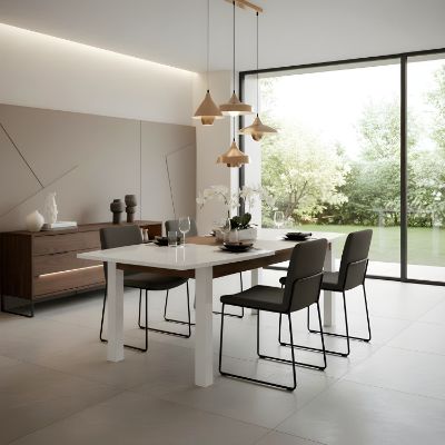 Masa extensibila 180/230 cm alb lucios/stejar salbatic Dune