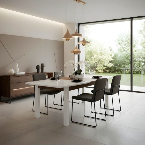 Masa extensibila 180/230 cm alb lucios/stejar salbatic Dune