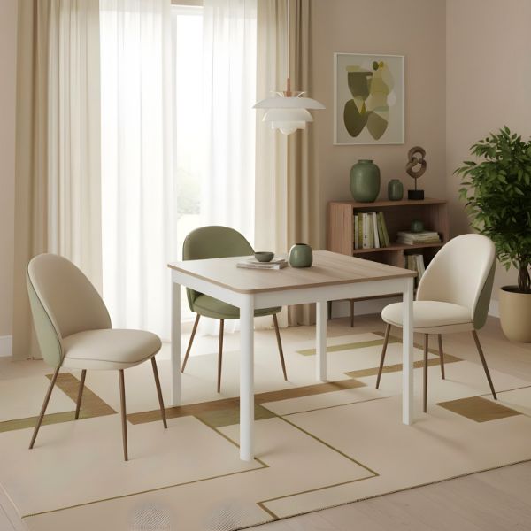 	Masa patrata fixa 92 cm satin/alb Waldo