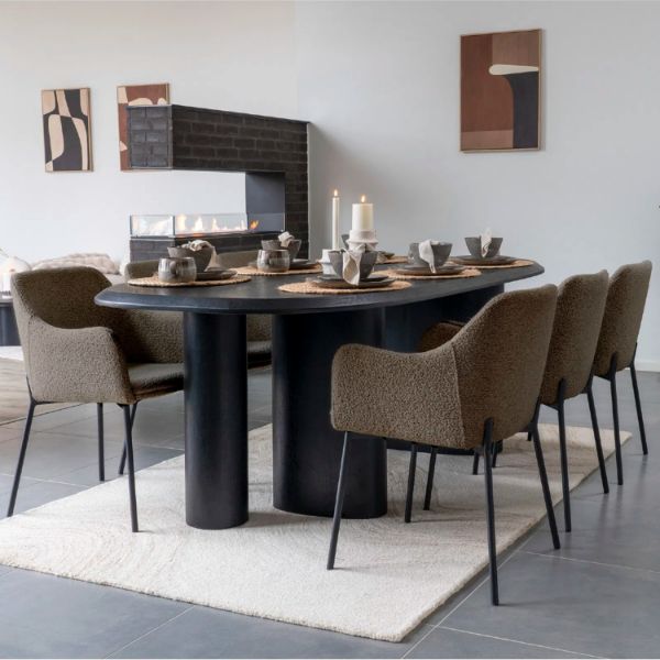 Scaun tapitat cu brate maro/negru Melilla