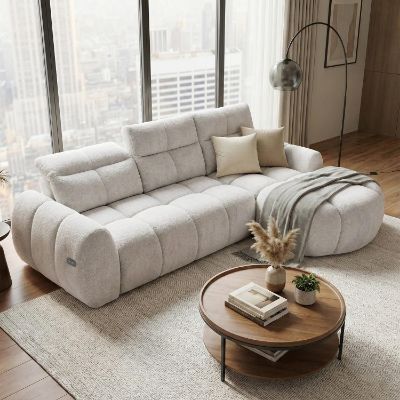 Coltar extensibil electric L stanga crem Sorena