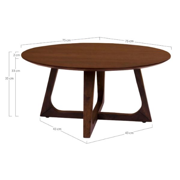 Masa de cafea rotundă nuc Hazel