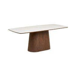 Masa fixa 200 cm blat ceramic alb/nuc Noli